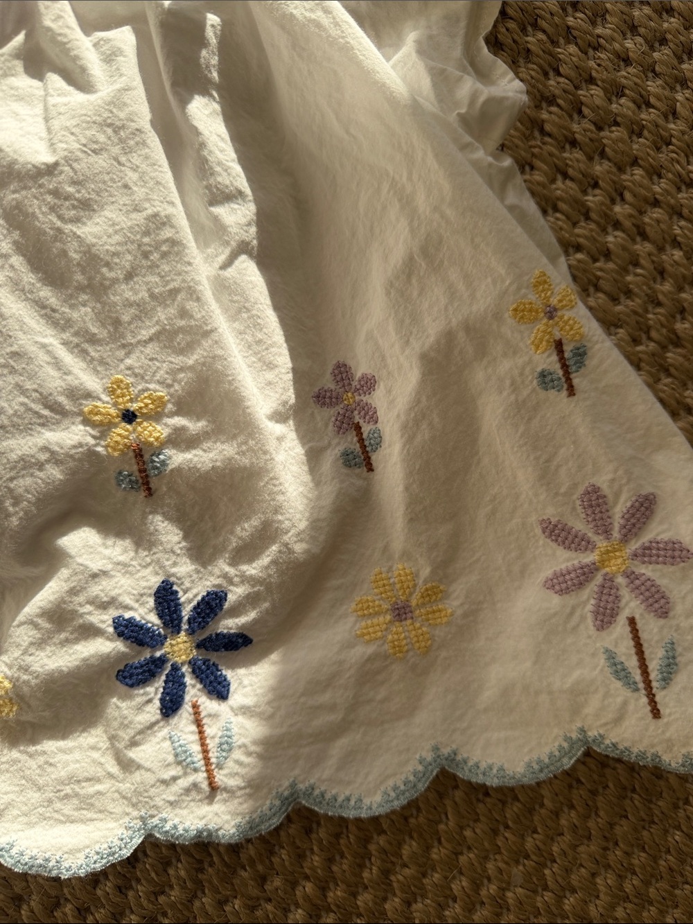 Zara Girls White Embroidered Flutter Sleeve Peasant Top - Floral Detail size 6 - Picture 9 of 10